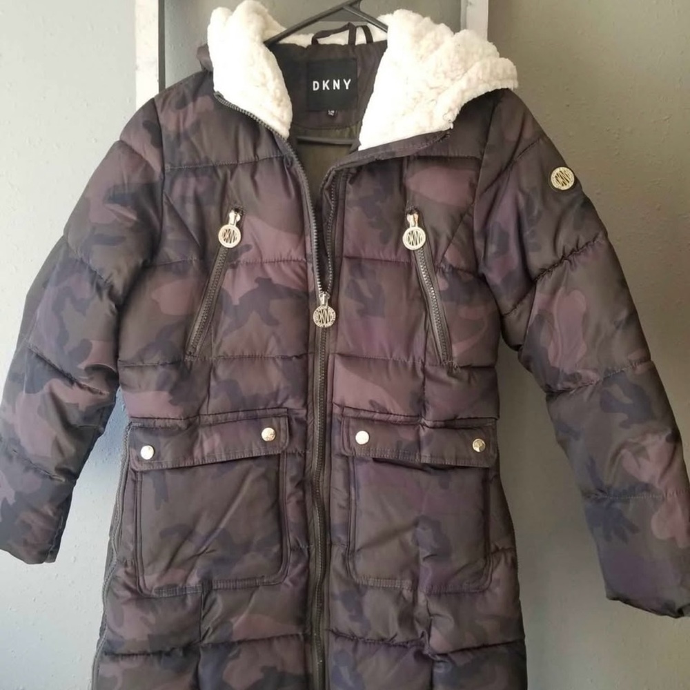 DKNY Olive and Charcoal Camouflage Jacket